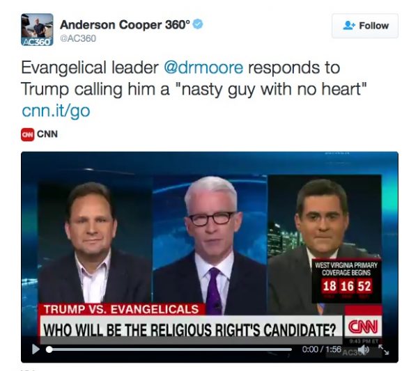 Screenshot from Anderson Cooper's Twitter account
